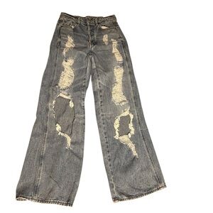 PacSun Distressed Wide Leg Blue Jeans